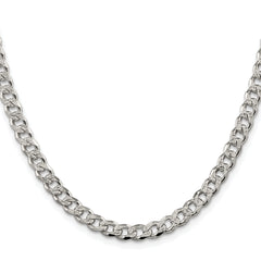 Sterling Silver Rhodium-plated 5.5mm Pave Curb Chain