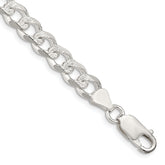 Sterling Silver 7.5mm Pav‚ Curb Chain