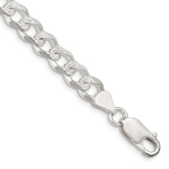 Sterling Silver 7.5mm Pav‚ Curb Chain