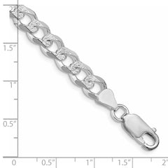 Sterling Silver Rhodium-plated 7.5mm Pav‚ Curb Chain