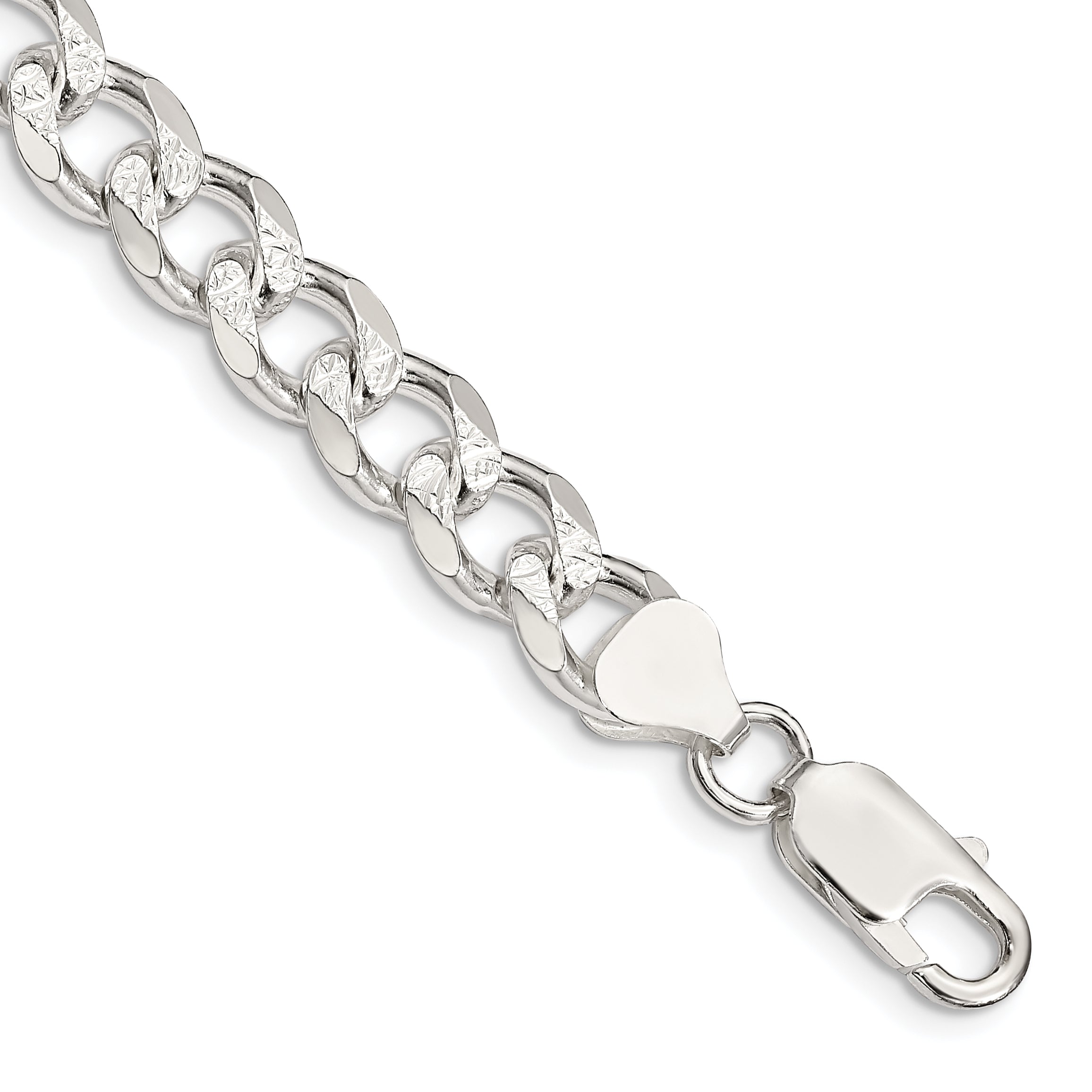 Sterling Silver 8.3mm Pav‚ Curb Chain