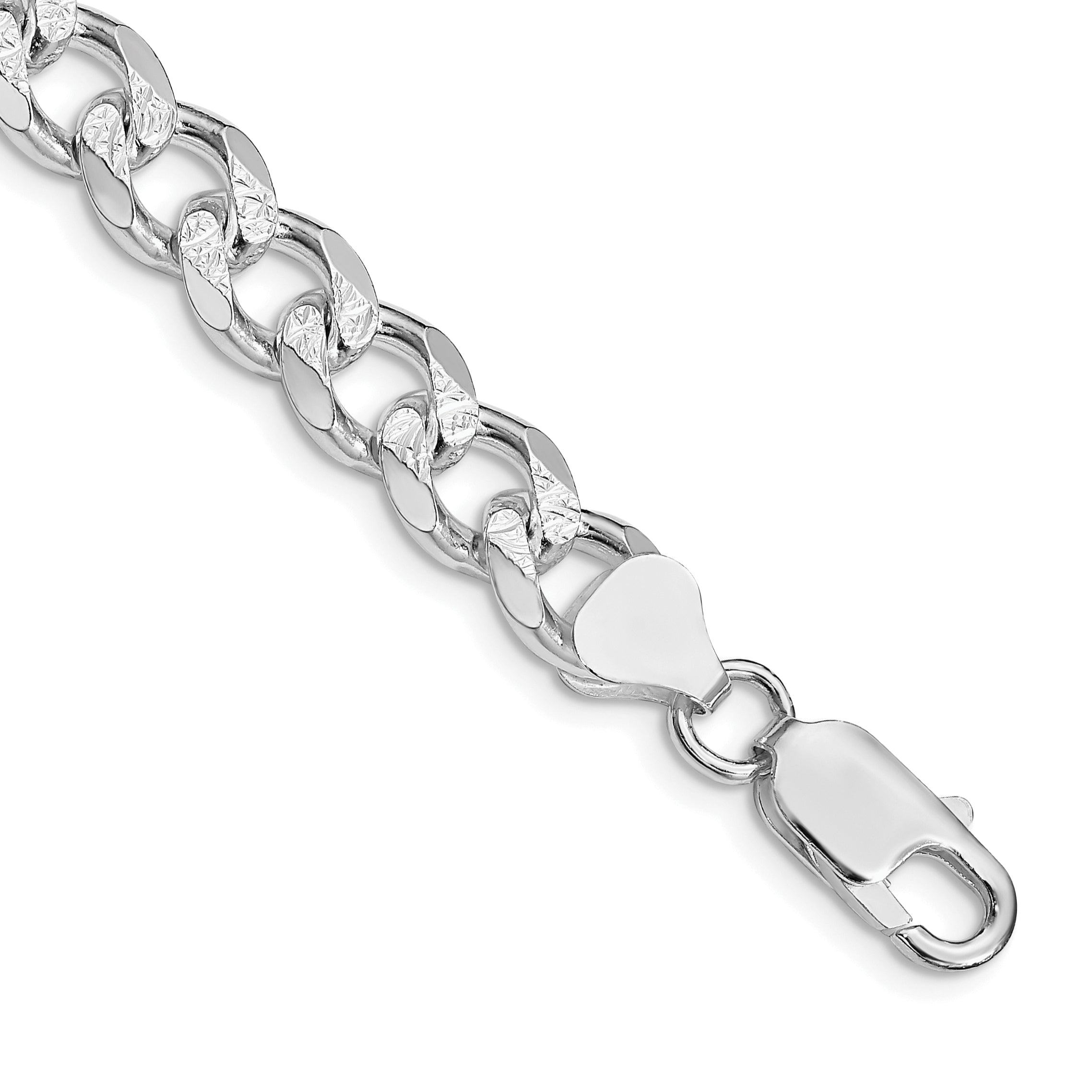 Sterling Silver Rhodium-plated 8.3mm Pav‚ Curb Chain