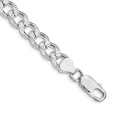 Sterling Silver Rhodium-plated 8.3mm Pav‚ Curb Chain