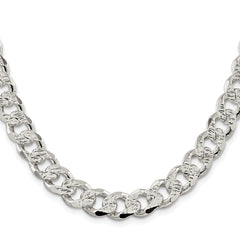Sterling Silver Rhodium-plated 11.0mm Pav‚ Curb Chain