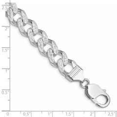 Sterling Silver Rhodium-plated 11.0mm Pav‚ Curb Chain