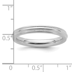 Sterling Silver Rhodium-plated 3mm Comfort Fit Milgrain Size 13.5 Band