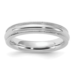 Sterling Silver Rhodium-plated 4mm Comfort Fit Milgrain Size 13.5 Band