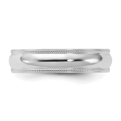 Sterling Silver Rhodium-plated 5mm Comfort Fit Milgrain Size 13.5 Band