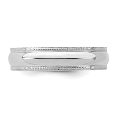 Sterling Silver Rhodium-plated 5mm Comfort Fit Milgrain Size 13.5 Band