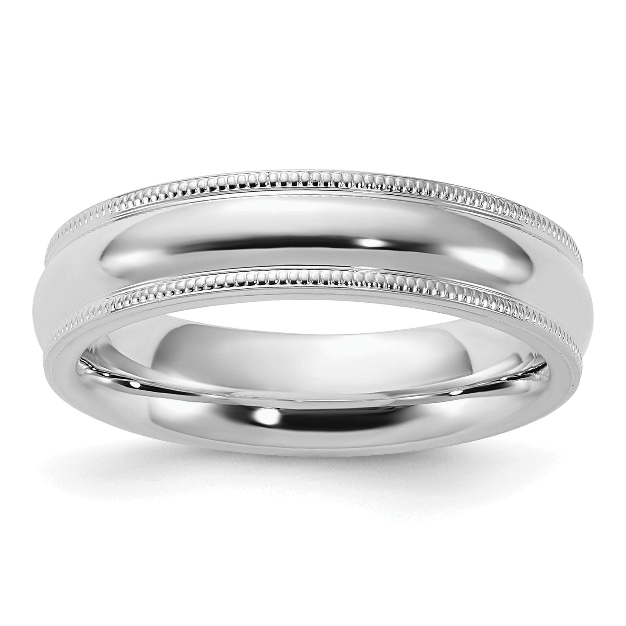 Sterling Silver Rhodium-plated 5mm Comfort Fit Milgrain Size 13.5 Band