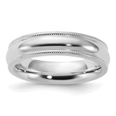 Sterling Silver Rhodium-plated 5mm Comfort Fit Milgrain Size 13.5 Band