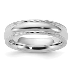 Sterling Silver Rhodium-plated 5mm Comfort Fit Milgrain Size 13.5 Band