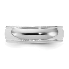 Sterling Silver Rhodium-plated 6mm Comfort Fit Milgrain Size 13.5 Band
