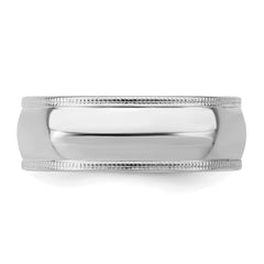 Sterling Silver Rhodium-plated 7mm Comfort Fit Milgrain Size 13.5 Band
