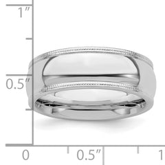 Sterling Silver Rhodium-plated 7mm Comfort Fit Milgrain Size 13.5 Band