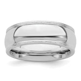Sterling Silver Rhodium-plated 7mm Comfort Fit Milgrain Size 13.5 Band