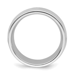 Sterling Silver Rhodium-plated 8mm Comfort Fit Milgrain Size 13.5 Band