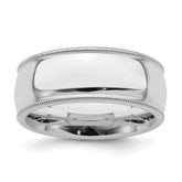 Sterling Silver Rhodium-plated 8mm Comfort Fit Milgrain Size 13.5 Band