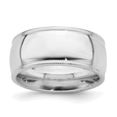 Sterling Silver Rhodium-plated 9mm Comfort Fit Milgrain Size 13.5 Band