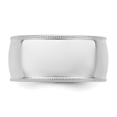 Sterling Silver Rhodium-plated 10mm Comfort Fit Milgrain Size 13.5 Band