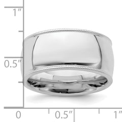Sterling Silver Rhodium-plated 10mm Comfort Fit Milgrain Size 13.5 Band