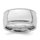 Sterling Silver Rhodium-plated 10mm Comfort Fit Milgrain Size 13.5 Band