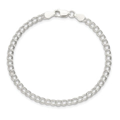 Sterling Silver 3.5mm Solid Double Link Charm Anklet