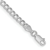 Sterling Silver 3.5mm Solid Double Link Charm Anklet