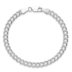 Sterling Silver Rhodium-plated 5mm Double Link Charm Bracelet
