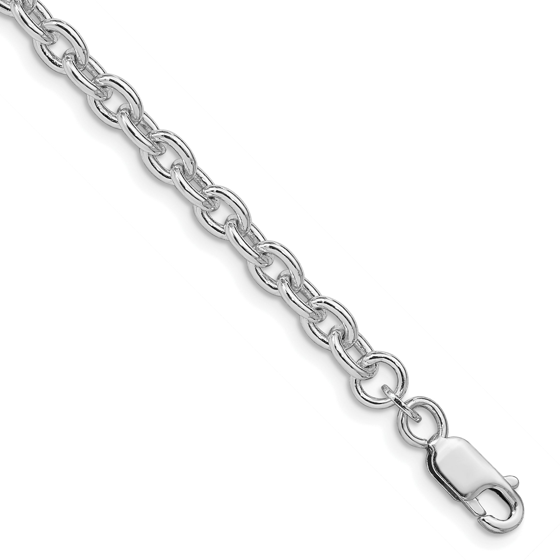 Sterling Silver Rhodium-plated 4.5mm Cable Chain