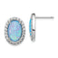 Cheryl M Sterling Silver Rhodium-plated Cabochon Lab Created Blue Opal and Brilliant-cut CZ Oval Post Earrings