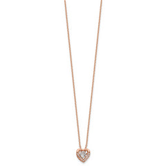 Cheryl M Sterling Silver Rose Gold-plated Polished Vibrant CZ Heart Necklace
