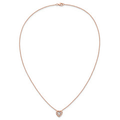 Cheryl M Sterling Silver Rose Gold-plated Polished Vibrant CZ Heart Necklace
