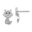 Cheryl M Sterling Silver Rhodium-plated Moveable Brilliant-cut Black and White CZ Cat Post Dangle Earrings