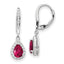 Lab-Created Ruby White Cubic Zirconia Dangle Leverback Earrings in Sterling Silver - Sophia Jewelers