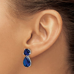 Cheryl M Sterling Silver Rhodium-plated Brilliant-cut Lab Created Dark Blue Spinel Post Dangle Earrings