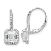 Cheryl M Sterling Silver Rhodium-plated Brilliant-cut and Asscher-cut CZ Leverback Earrings