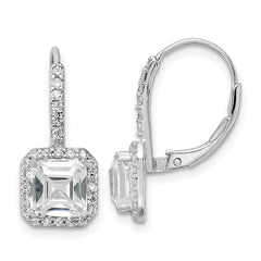Cheryl M Sterling Silver Rhodium-plated Brilliant-cut and Asscher-cut CZ Leverback Earrings