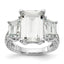 Cheryl M Sterling Silver Rhodium-plated Fancy Emerald-cut and Brilliant-cut CZ 3 Stone Ring