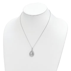 Cheryl M Sterling Silver Rhodium-plated Brilliant-cut CZ Double Halo Pear Shaped 18 Inch Necklace