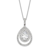 Cheryl M Sterling Silver Rhodium-plated Brilliant-cut CZ Double Halo Pear Shaped 18 Inch Necklace