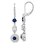 Cheryl M Sterling Silver Rhodium-plated Cushion-cut/Brilliant-cut Blue Glass and Brilliant-cut White CZ Leverback Dangle Earrings