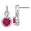 Round Lab-Created Ruby White Cubic Zirconia Halo Stud Dangle Earrings in Sterling Silver - Sophia Jewelers