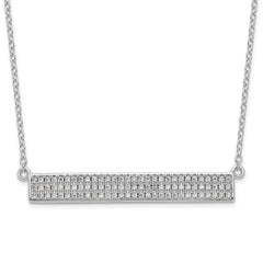Cheryl M Sterling Silver Rhodium-Rhodium-Plated Brilliant-cut CZ Bar 17.5 Inch Necklace with 1.5 Inch Extender