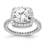 Cheryl M Sterling Silver Rhodium-plated Rose-cut and Brilliant-cut CZ Square Halo Ring