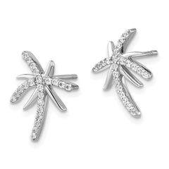 Cheryl M Sterling Silver Rhodium-plated Brilliant-cut CZ Palm Tree Post Earrings