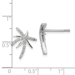 Cheryl M Sterling Silver Rhodium-plated Brilliant-cut CZ Palm Tree Post Earrings