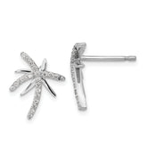 Cheryl M Sterling Silver Rhodium-plated Brilliant-cut CZ Palm Tree Post Earrings