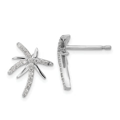 Cheryl M Sterling Silver Rhodium-plated Brilliant-cut CZ Palm Tree Post Earrings
