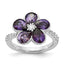 Purple & White Cubic Zirconia Flower Ring in Sterling Silver - Sophia Jewelers